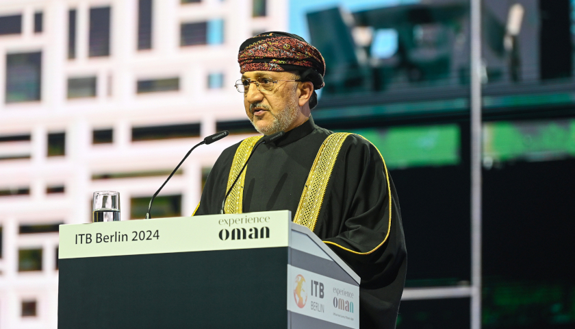S.E. Salim bin Mohammed Al Mahrouqi, Ministro de Patrimonio Cultural y Turismo del Sultanato de Omán en la Ceremonia de Apertura de la ITB Berlín. Foto cortesía Messe Berlin GmbH