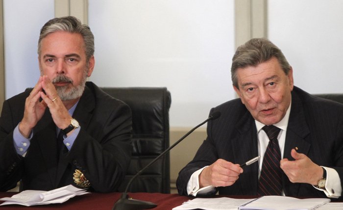El Canciller del Brasil, Antonio Patriota, junto a su homólogo peruano Rafael Roncagliolo. Foto cortesía ANDINA/Carlos Lezama